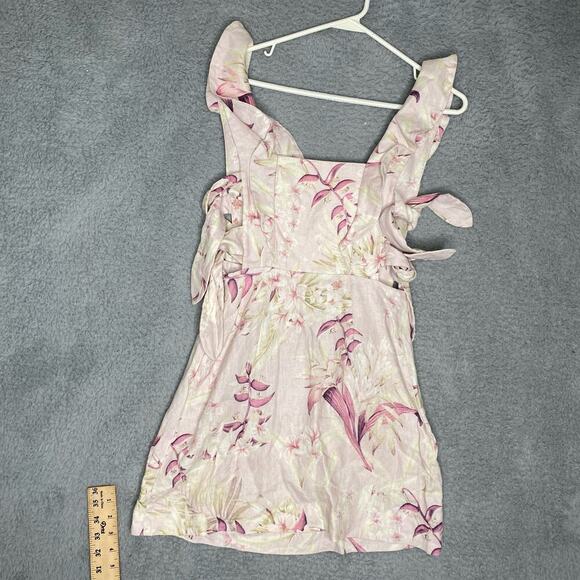 Zimmermann Winsome Apron dress mini 100% linen tie sides floral sleeveless 0 - Picture 11 of 15